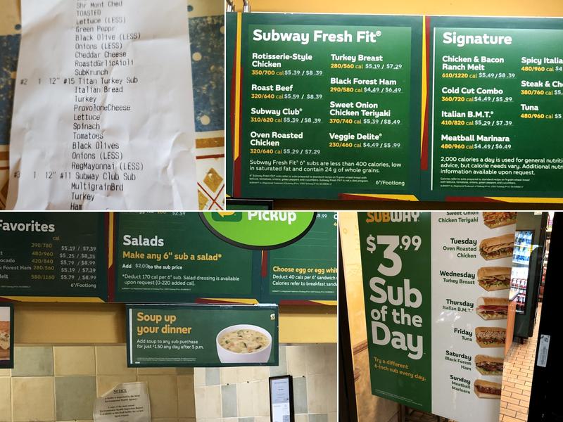 Subway Menu