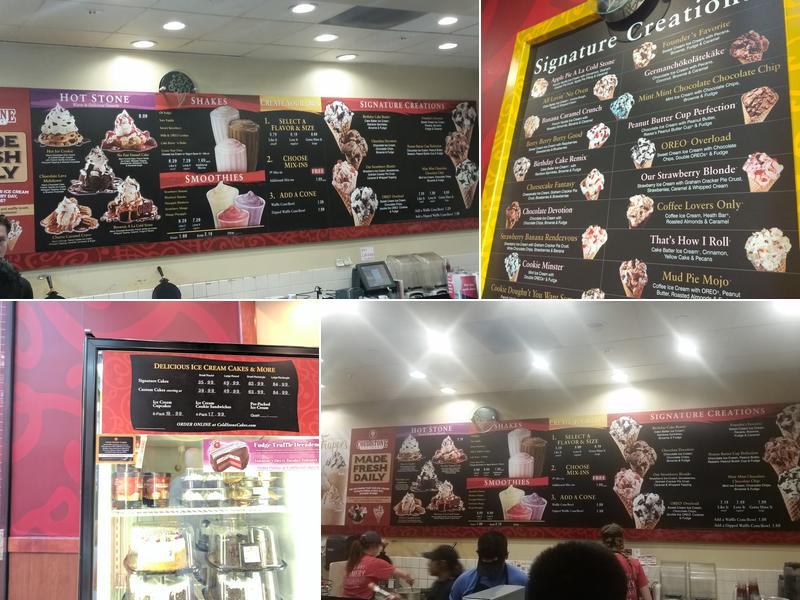 Cold Stone Creamery Menu