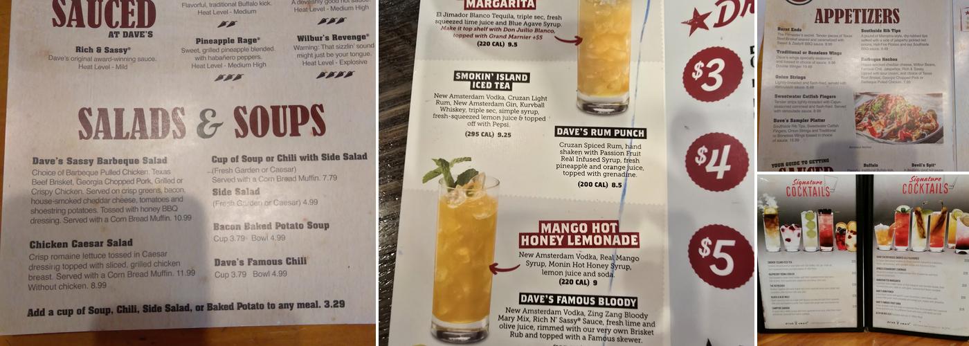 Famous Dave's Bar-B-Que Menu