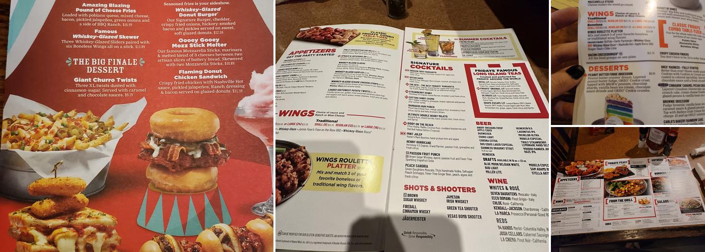 TGI Fridays Menu