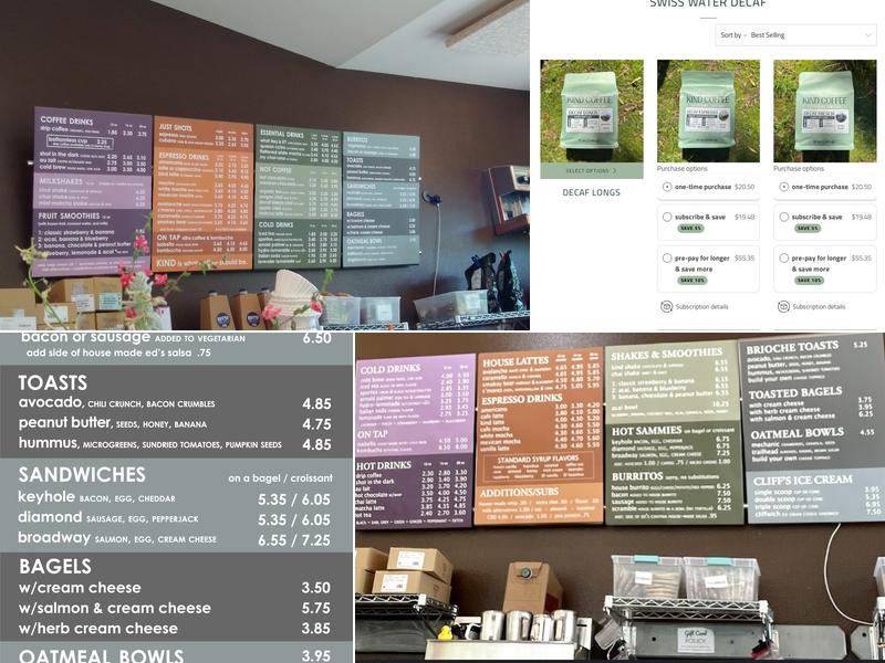 Kind Coffee Menu
