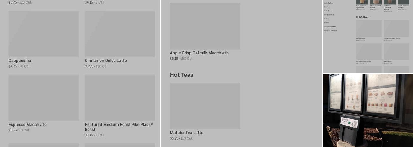 Starbucks Coffee Company Menu