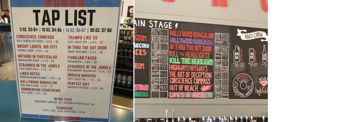 Intersect Brewing Menu