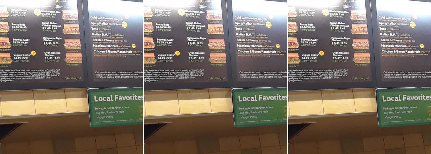 Subway Menu