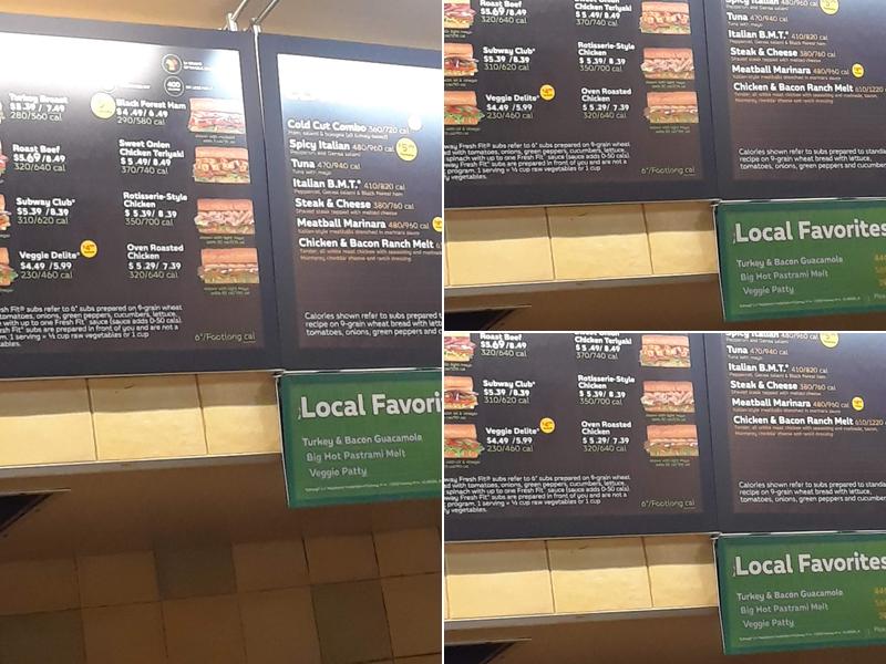 Subway Menu