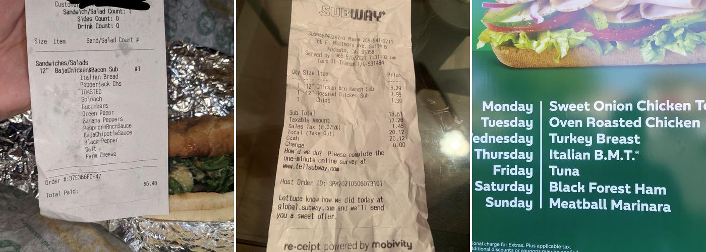 Subway Menu