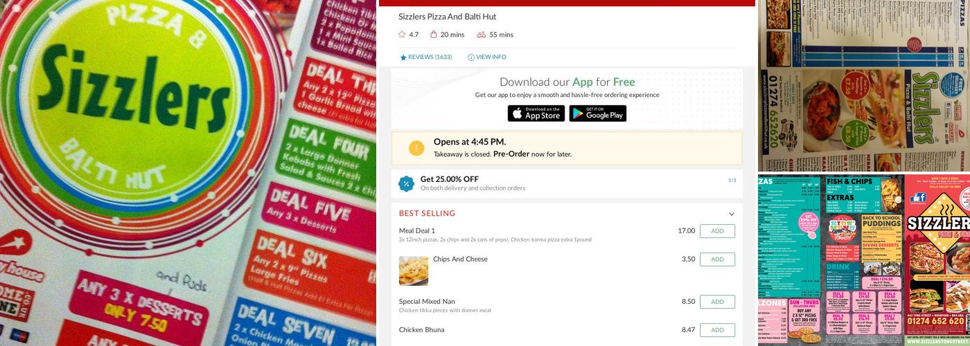 Sizzlers Pizza And Balti Hut Menu