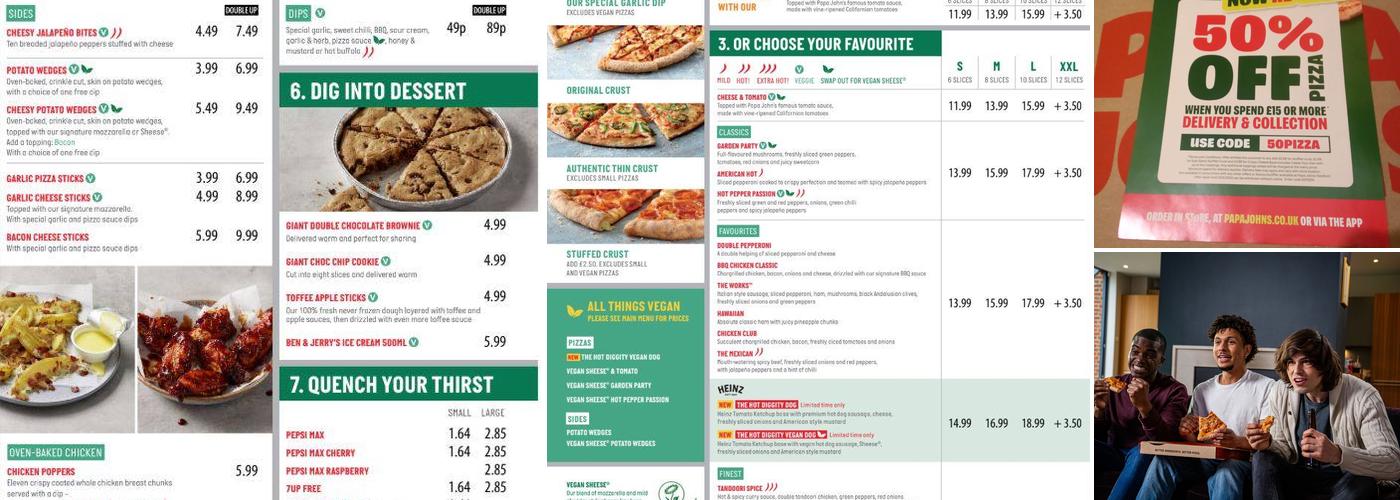 Papa Johns Pizza Menu
