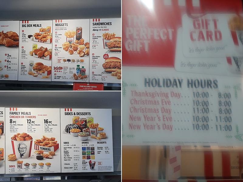KFC Menu