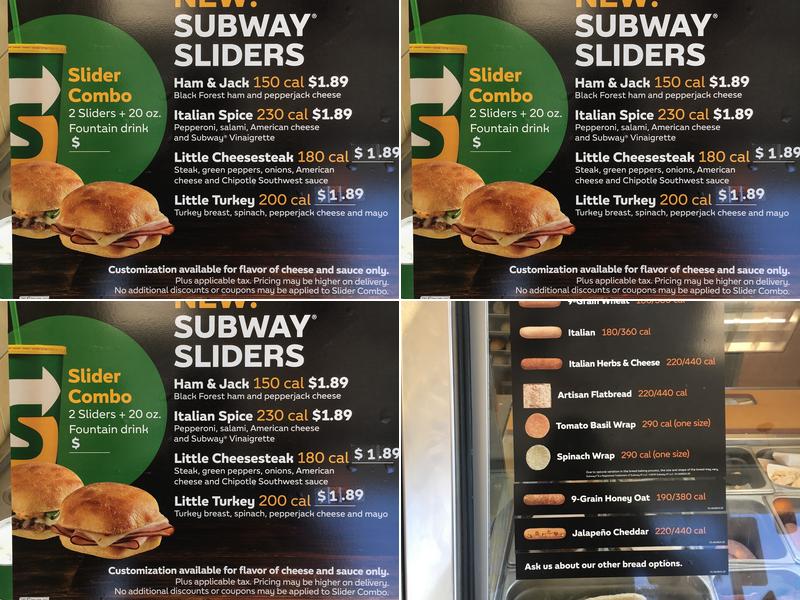 Subway Menu