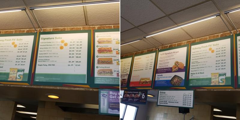 Subway Menu