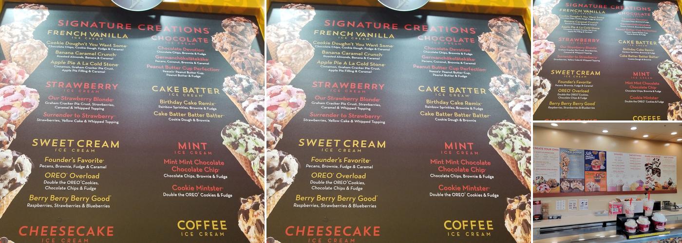 Cold Stone Creamery Menu