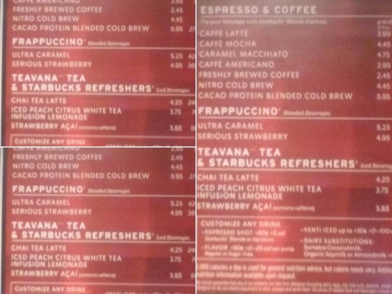 Starbucks Menu