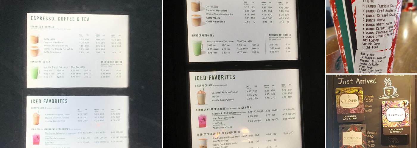 Starbucks Coffee Company Menu