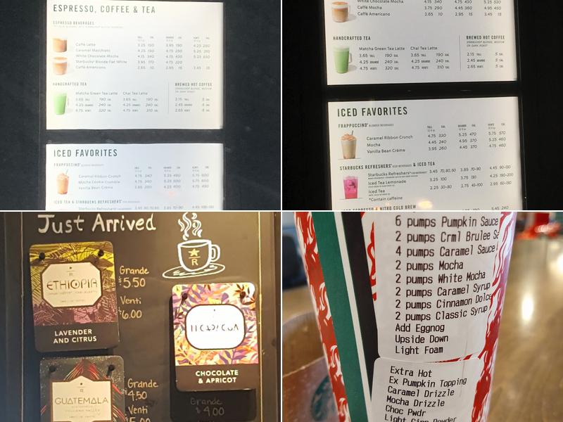 Starbucks Coffee Company Menu
