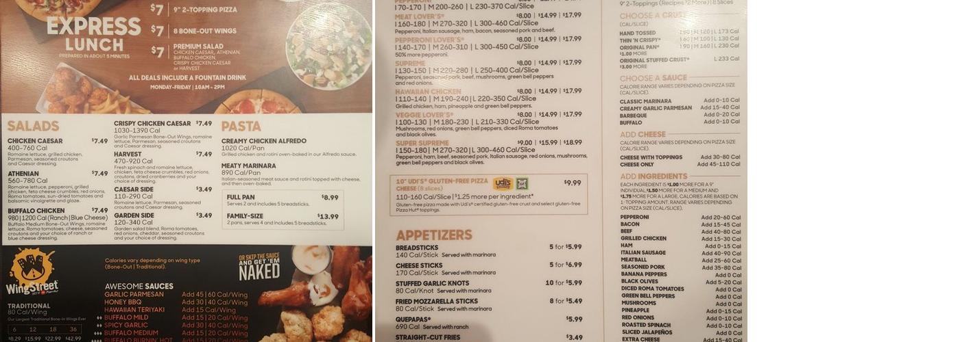 Pizza Hut Express Menu