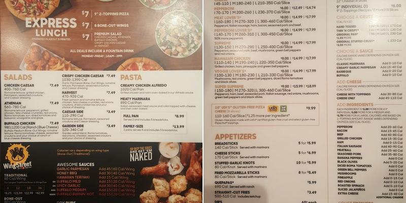 Pizza Hut Express Menu