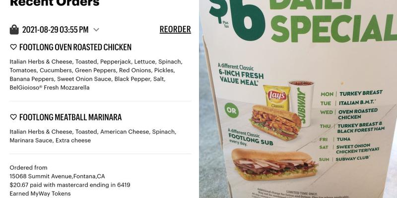 Subway Menu