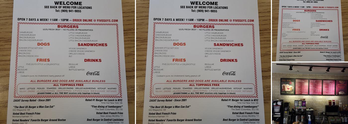 Five Guys Menu