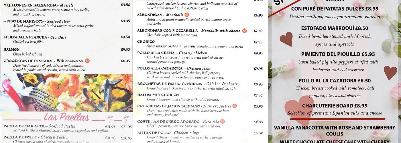 La Cueva Menu