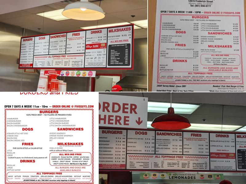 Five Guys Menu