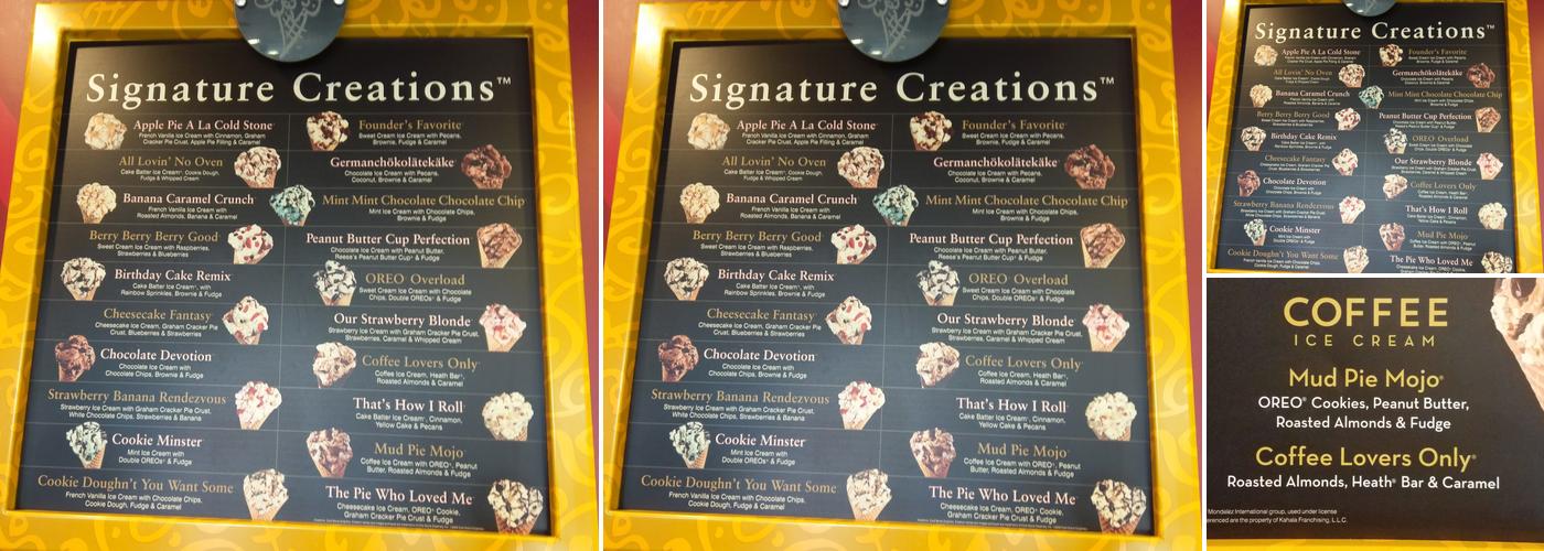 Cold Stone Creamery Menu
