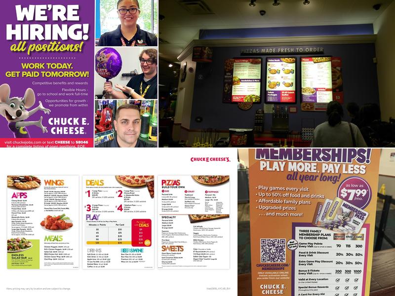 Chuck E. Cheese Menu