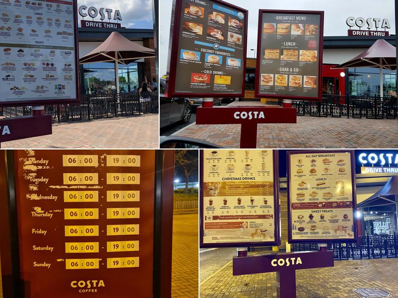 Costa Coffee Drive Thru Menu