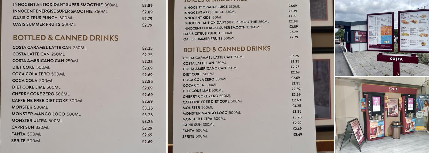 Costa Coffee Menu