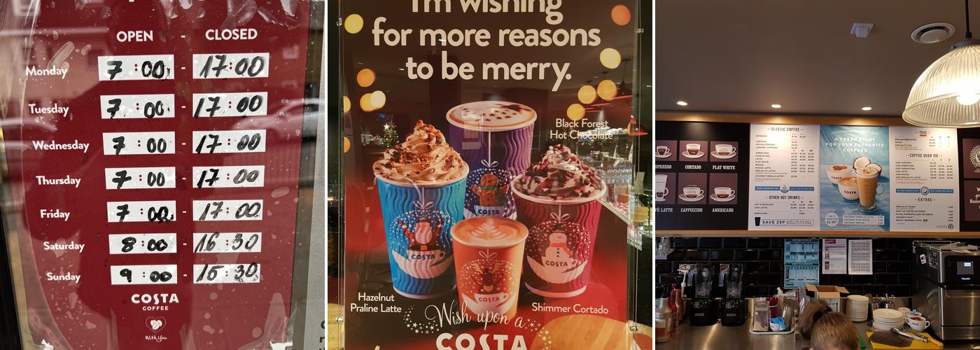 Costa Coffee Menu