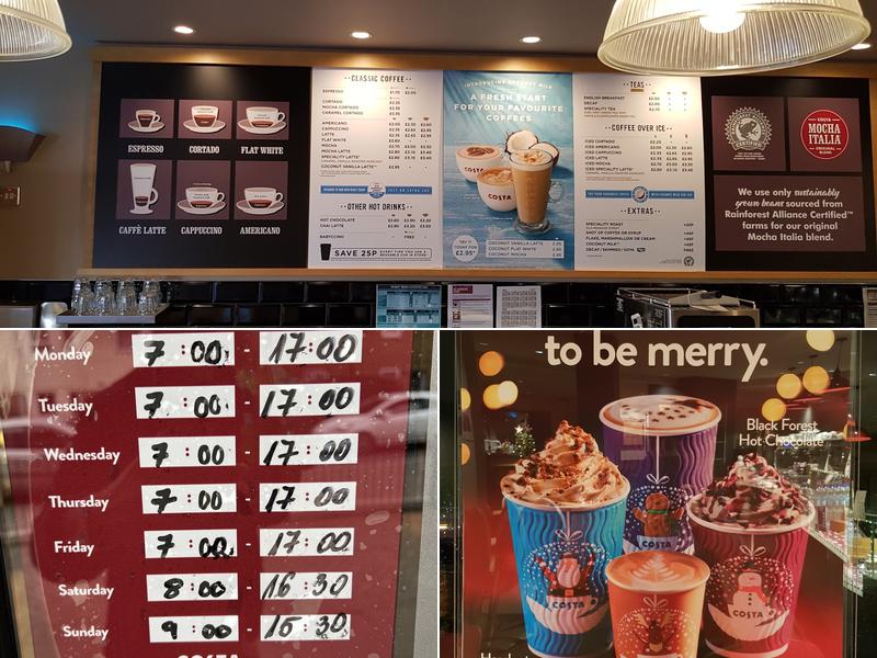 Costa Coffee Menu