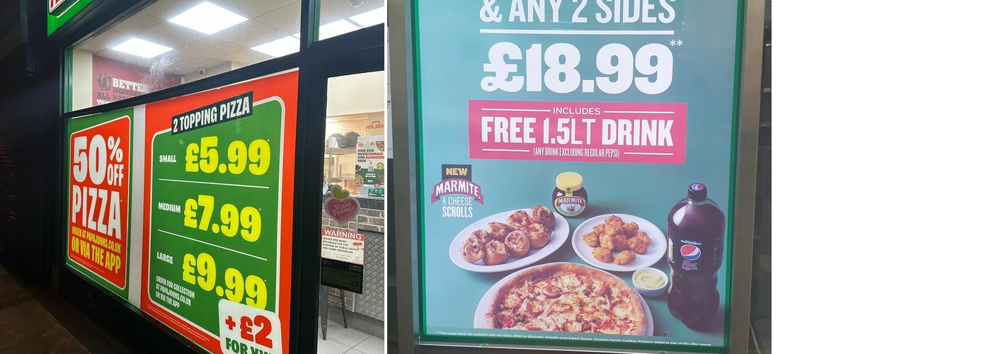 Papa Johns Pizza Menu