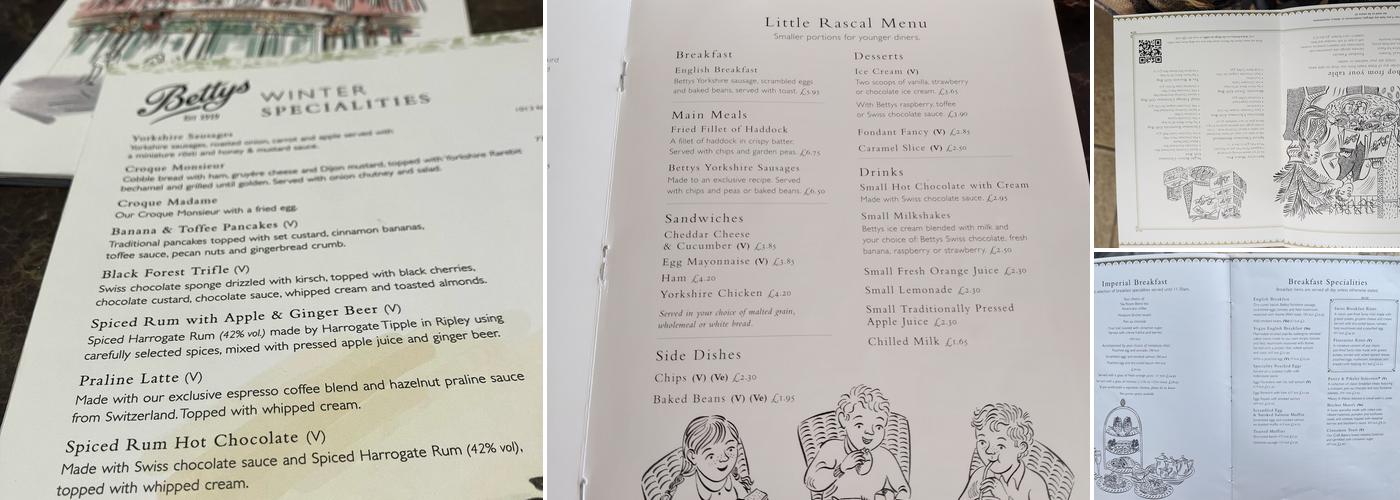 Bettys Café Tea Rooms Menu