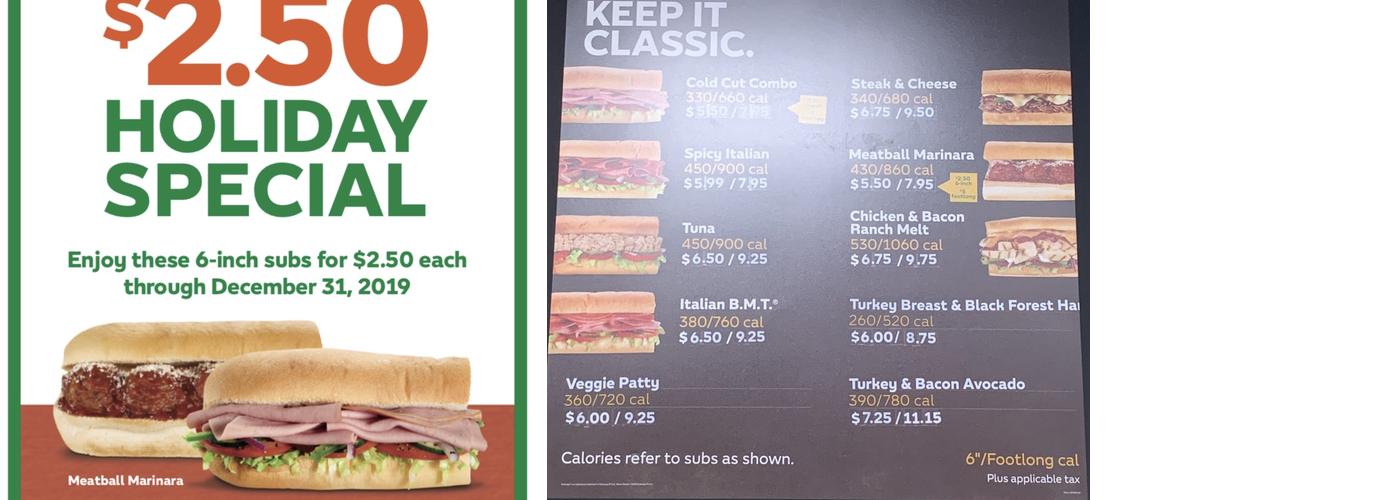 Subway Menu