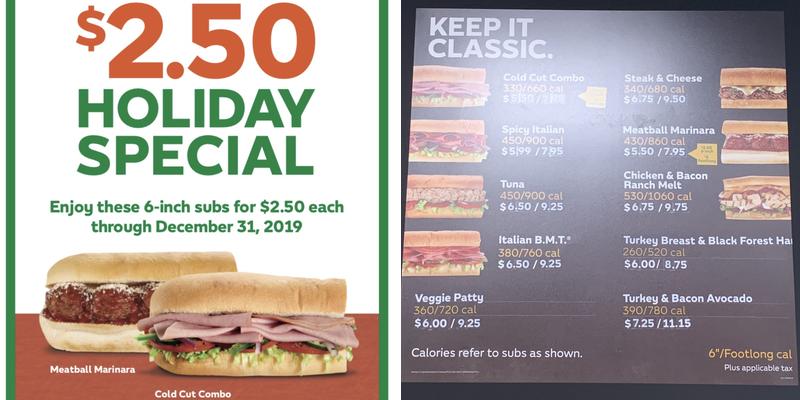 Subway Menu