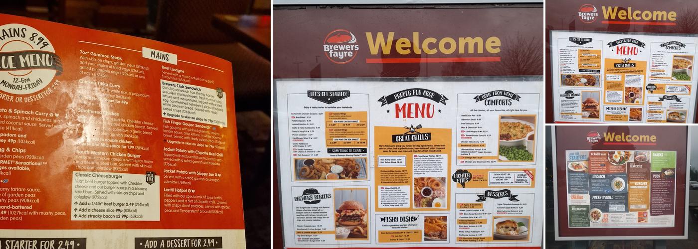 Rising Sun Brewers Fayre Menu