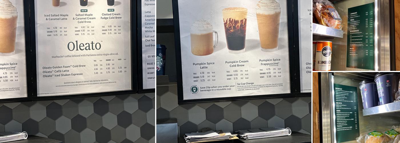 Starbucks Coffee Menu