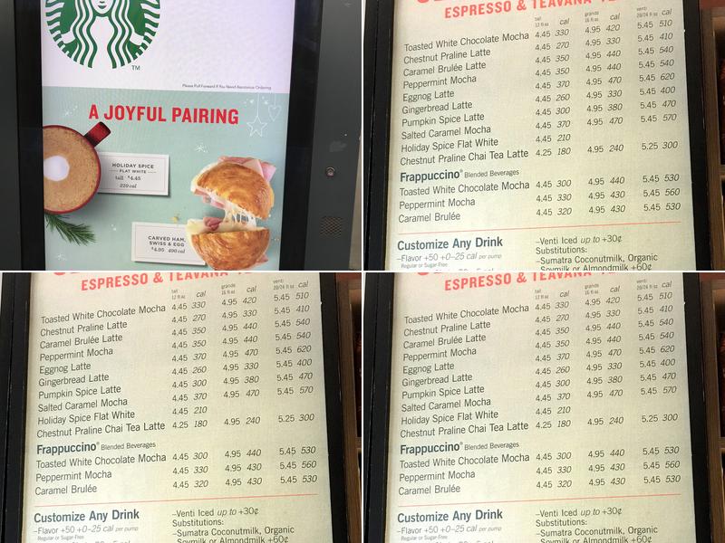 Starbucks Coffee Company Menu