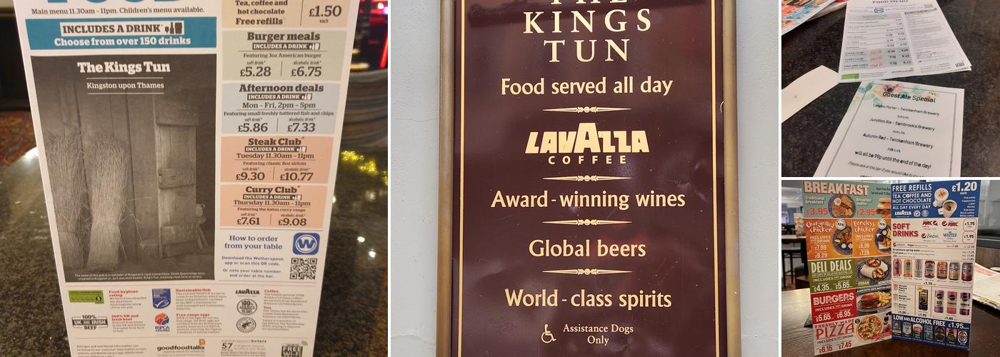 The King's Tun - JD Wetherspoon Menu