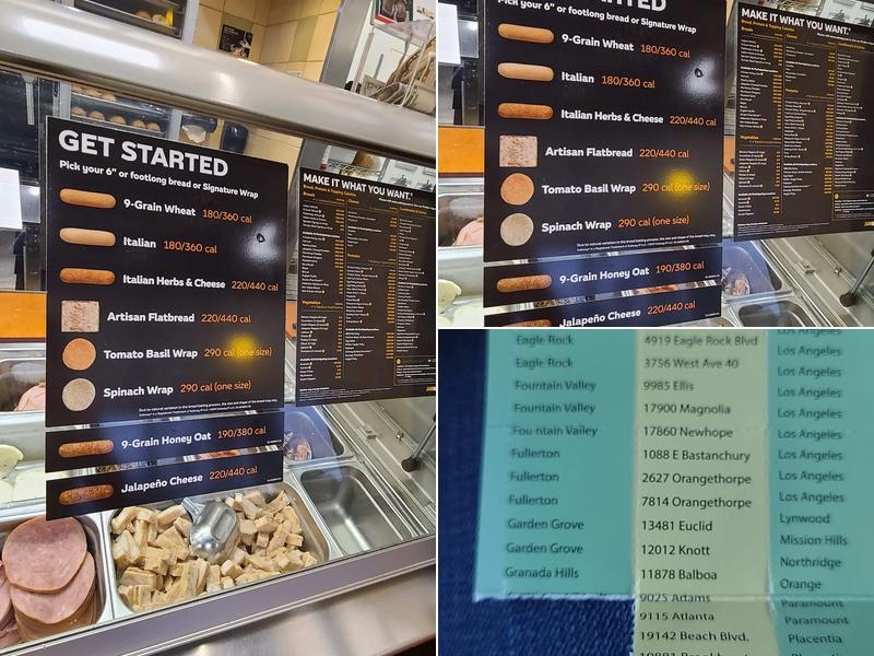 Subway Menu