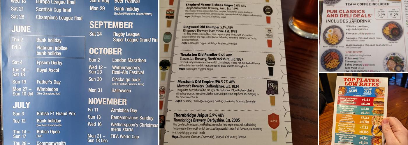 The Kings Ford - JD Wetherspoon Menu