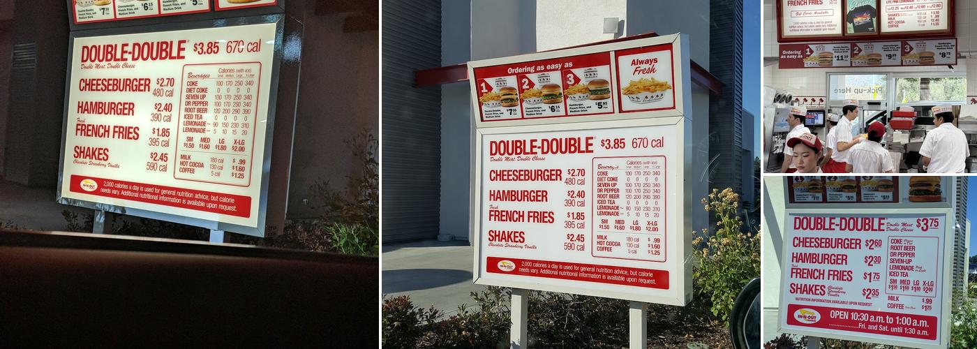 In-N-Out Burger Menu