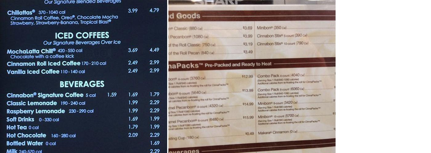 Cinnabon Menu