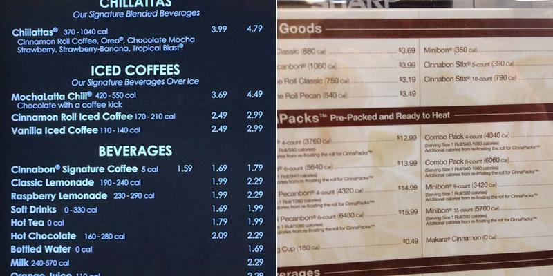 Cinnabon Menu