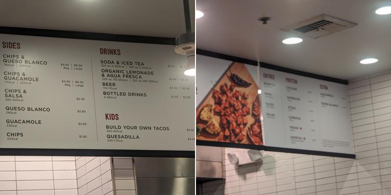 Chipotle Mexican Grill Menu