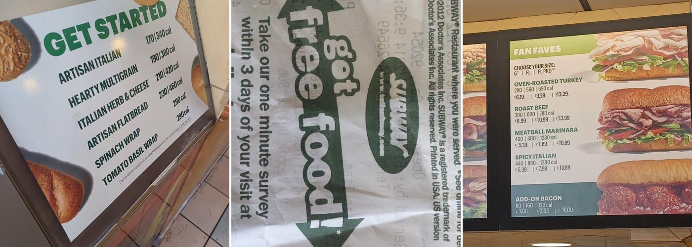 Subway Menu