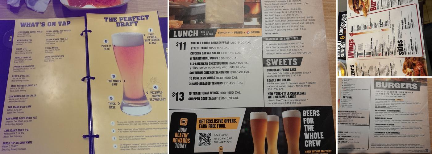 Buffalo Wild Wings Menu