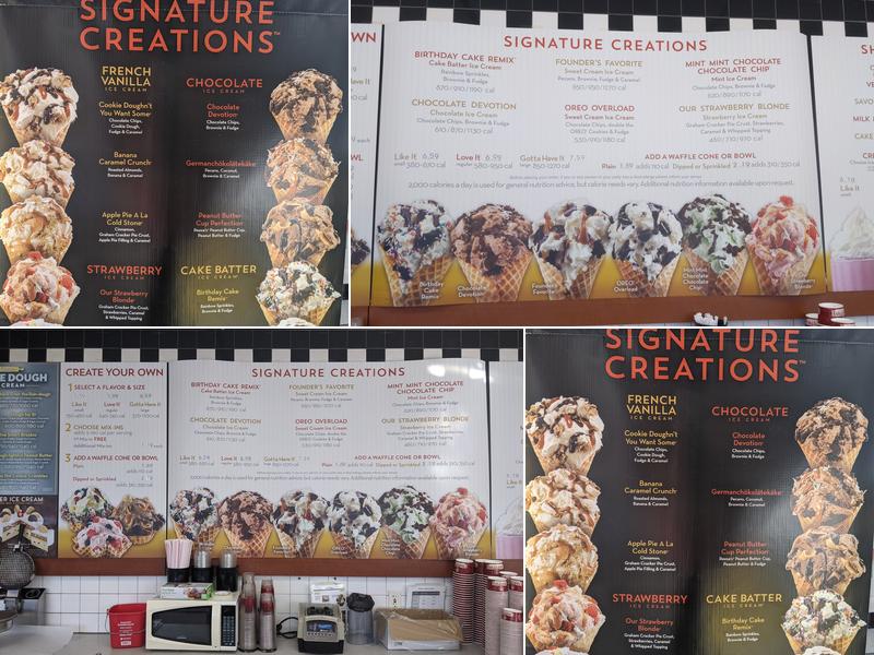Cold Stone Creamery Menu