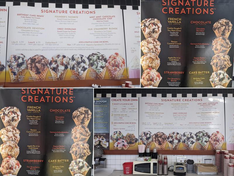 Cold Stone Creamery Menu