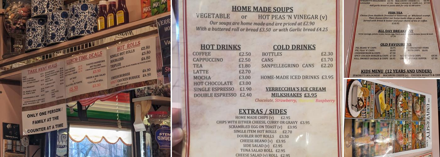 University Cafe Menu